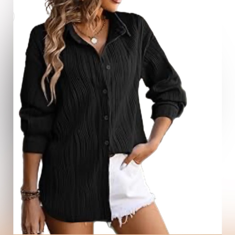 KAILEIGH Black Buttoned Women’s Blouse Long Sleeve